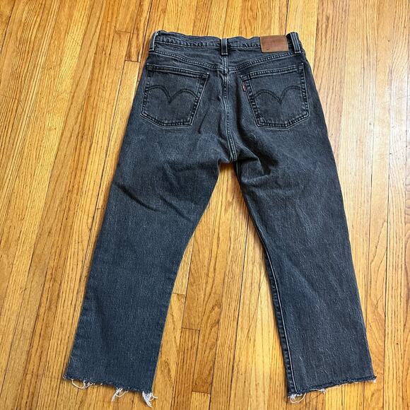 Levi’s Jeans Womens 28 Premium 501 Button Fly Distressed Faded Black - Picture 4 of 13